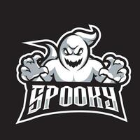 diseño de logotipo deportivo de mascota fantasma vector