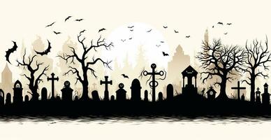 melancólico lápidas en el cementerio, Víspera de Todos los Santos festival de el muerto - ai generado imagen foto