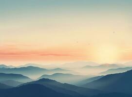 Mountain landscape with blue skies and orange colors photo