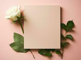 Pink flower background with an empty space for note photo