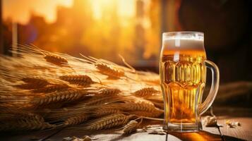 Beer and grain background photo