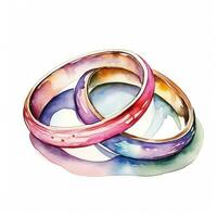 Watercolor wedding rings isolated photo