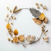 Circle frame from autumn leaves photo