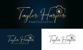 Taylor Harper Handwriting Photography logo template vector