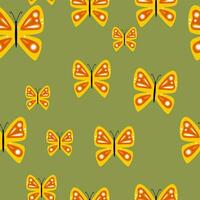 Simple stylized butterflies seamless pattern. Flying insect print. vector