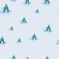 Snowboarders on the slope. Winter sports seamless pattern. vector