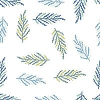 Abstract seaweed backdrop. Organic fern leaves seamless pattern. Simple style botanical background. vector