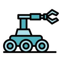 Space robot icon vector flat