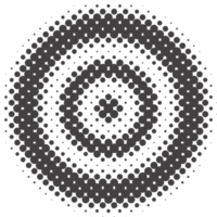 Circle dots with halftone pattern. Round gradient background. Element with gradation points texture. Abstract geometric shape. png