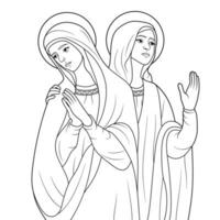 Saints Perpetua and Felicity Vector Illustration Outline Monochrome