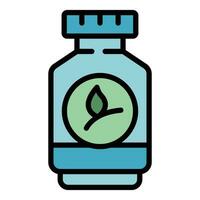 Plant vitamin jar icon vector flat