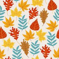 Cute autumn seamless background with colorful leaves. Ideal for wallpapers, gift paper, pattern fills, web page backgrounds, fall greeting cards. vector