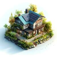 isometric architecture eco sustainable environment building with ecology sustainability generative AI. photo