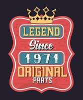 legend since 1971 original parts vector