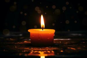 Flame candles isolated on black background. Close up. photo