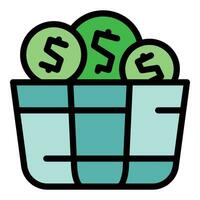 Cash basket icon vector flat