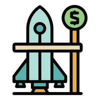 Finance rocket icon vector flat