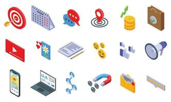 Digital Marketing icons set isometric vector. Business digital vector