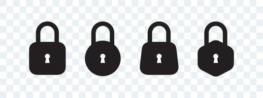 Lock icon collection. Padlock icons of various shapes. Vector scalable graphics