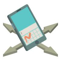 Smart phone icon isometric vector. New modern smartphone with screen turned on vector