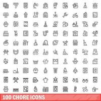 100 faena íconos colocar, contorno estilo vector