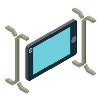 Digital transformation icon isometric vector. Modern smartphone and bracket icon vector