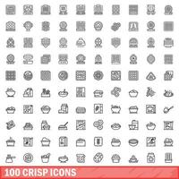 100 crujiente íconos colocar, contorno estilo vector