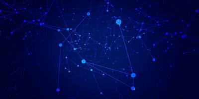 Digital technology internet network connection blue background, cyber nano information, abstract futuristic communication, innovation science future tech data, Ai big data, lines dots illustration 3d vector