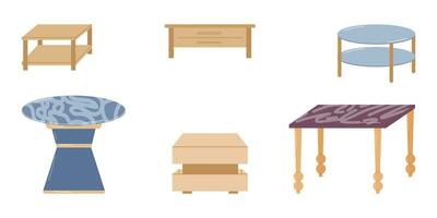 Set of different tables for interior design. vector