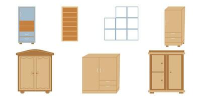 Storage furniture set in the living room. vector