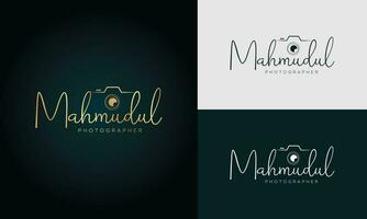 Mahmudul escritura fotografía logo modelo vector. firma logo concepto vector