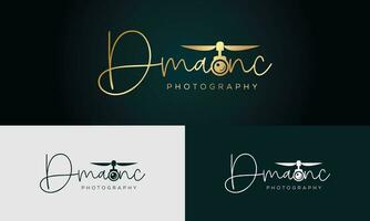 Dmaonc Handwriting Photography logo template vector signature logo concept