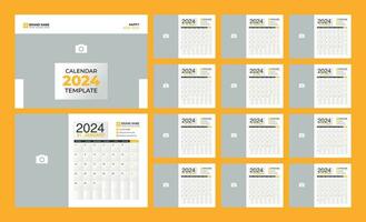 Desk Calendar 2024 template. 12 months included. Editable 2024 calendar design. Vector illusrtation