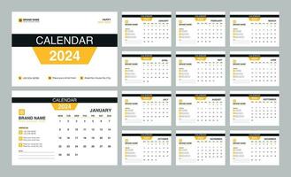 Desk Calendar 2024 template. 12 months included. Editable 2024 calendar design. Vector illusrtation