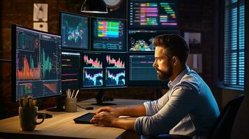 Business finance data analytics graph. Financial management technology, AI generated photo