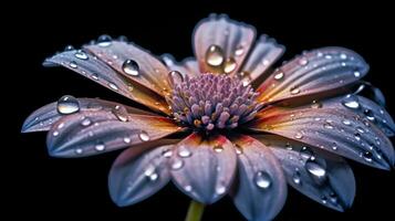 single, delicate flower petal with dewdrops, showcasing the intricate beauty and textures of nature, AI generated photo