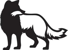 Arctic fox vector silhouette black color