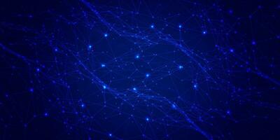 Digital technology internet network connection blue background, cyber nano information, abstract futuristic communication, innovation science future tech data, Ai big data, lines dots illustration 3d vector