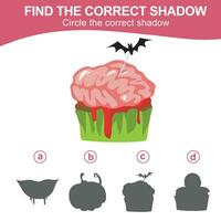 Find the correct shadow. Match the image with the shadow. Worksheet for kid. Educational printable worksheet vector