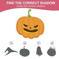 Find the correct shadow. Match the image with the shadow. Worksheet for kid. Educational printable worksheet vector