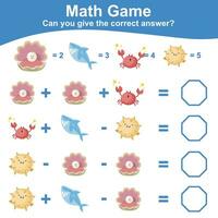 Math game for children. Count and write the answer. Educational printable math worksheet. Vector illustration