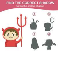 Find the correct shadow. Match the image with the shadow. Worksheet for kid. Educational printable worksheet vector