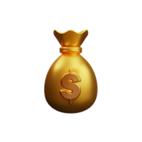 golden money bag icon on transparent background png