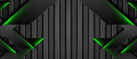 Black and green glowing neon abstract hi-tech background vector