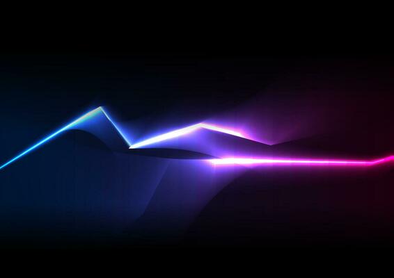 Blue ultraviolet neon glowing laser lines hi-tech background