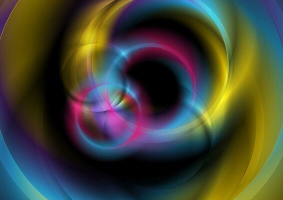 Glowing colorful smooth circles abstract tech background