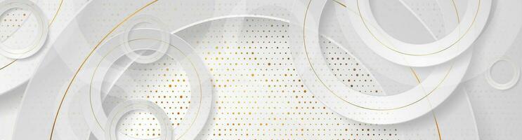 Shiny geometric background with circles and golden dots vector