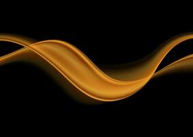 Bronze smooth abstract waves on black background vector