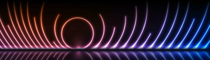 Glowing neon laser circles technology background vector