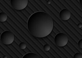 Black paper stripes and circles abstract background vector